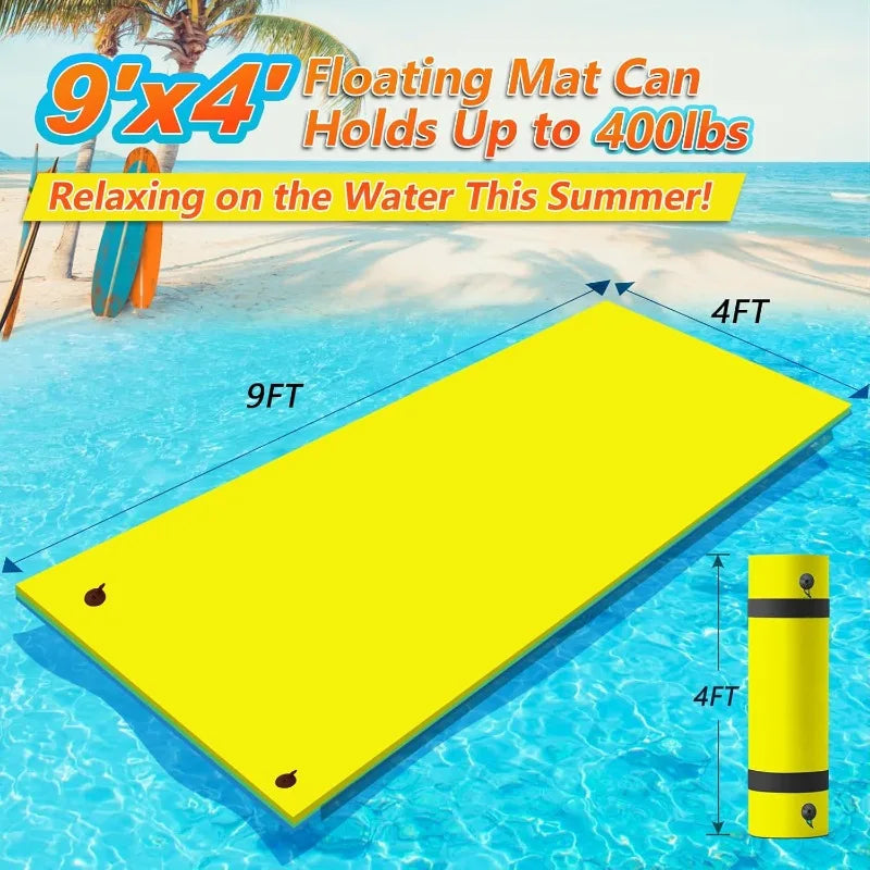 CTSC Lily Pad Floating Mat - Floating Water Mat - 9 x 4 Ft Floating Mat for Lake, 3-Layer Tear-Resistant XPE Foam