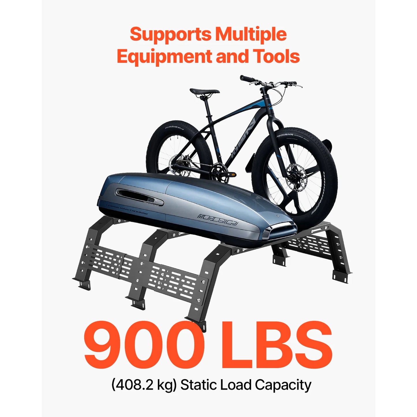 Overland Truck Bed Rack 49.2-67.9 in Width  Rack w/ Sidebar 900 lbs Static Capacity Duty Steel