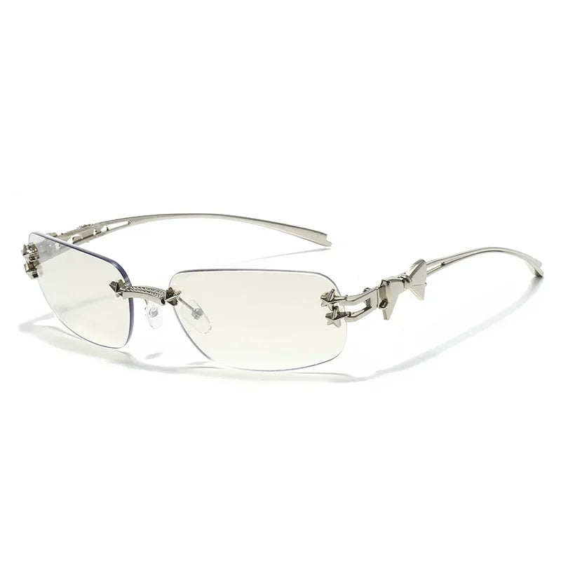 Fashion Rimless Square Sunglasses for Women. Luxury Brand Designer Sun Glasses, UV400
