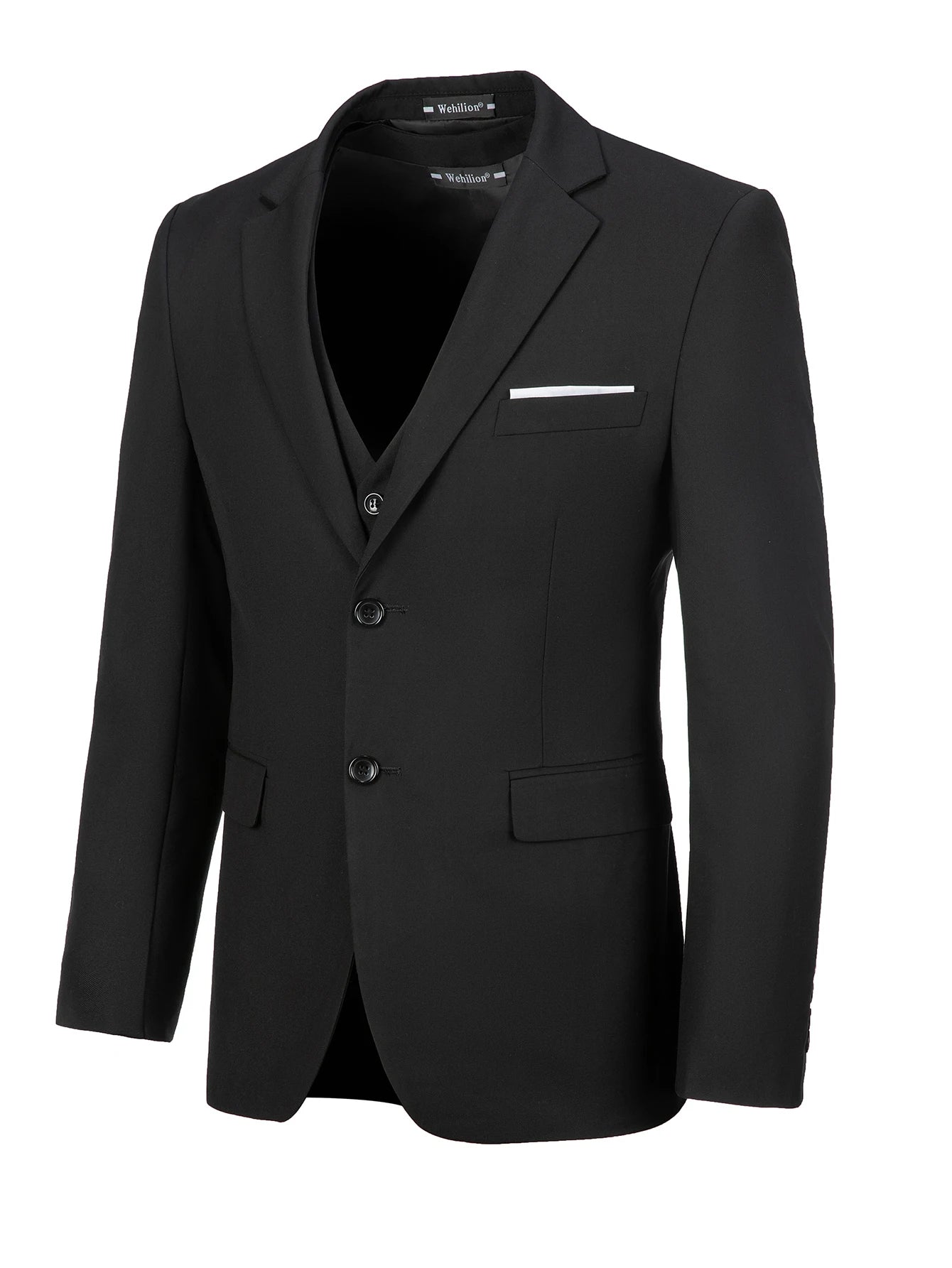 2Pieces Mens Suits Slim Fit  Blazer&Pants Two Buttons Solid Black XS-XXXL