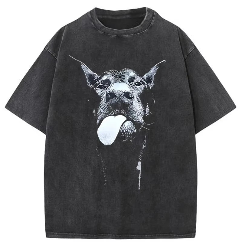 Unisex Printed Dog T-Shirt, Washed Oversized T shirt