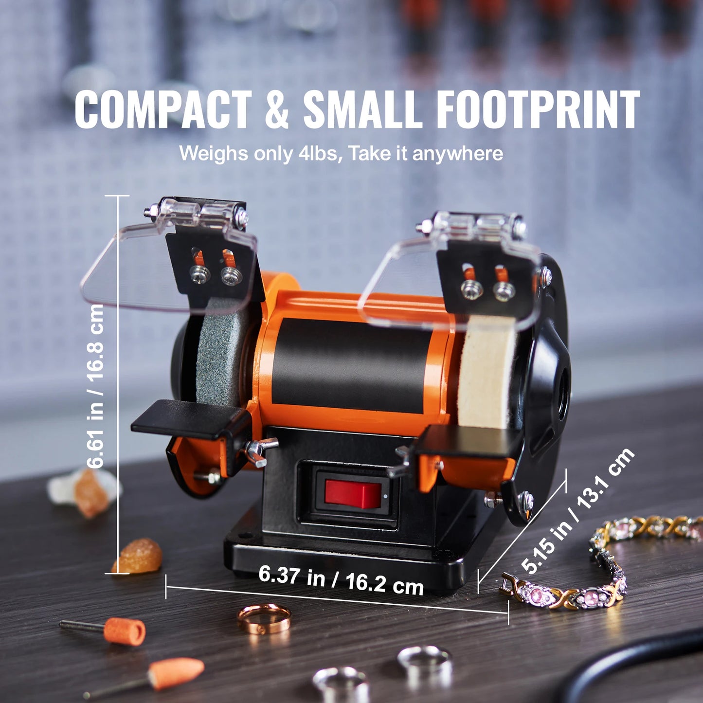 3 in Jewelry Polisher Buffer, Brushless, Adjustable Speed Mini Multi-purpose Bench Grinder Polishing Machine for Gemstones