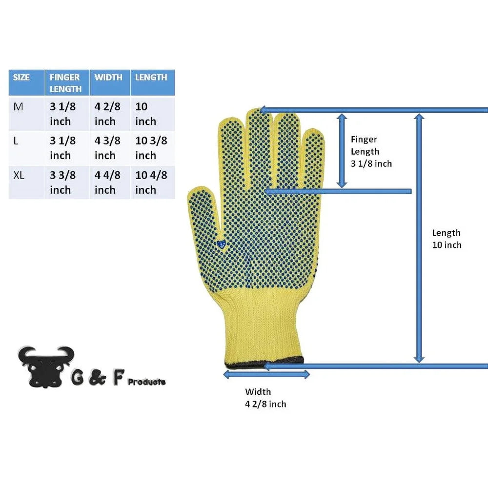 Cut Resistant Kevlar Gloves with PVC Dots Super Grip Safety Cuff Ideal Glass Handling and Cutting