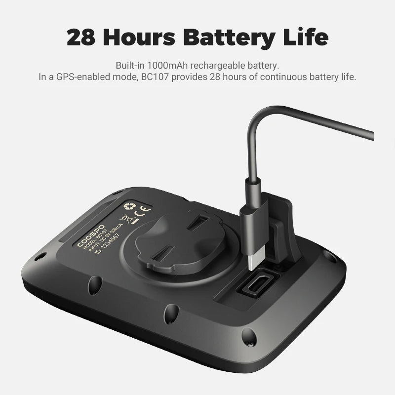 Waterproof Bike Computer GPS Wireless Cycling Odometer Speedometer 2.4" Bluetooth 5.0 ANT+ GPS BDS