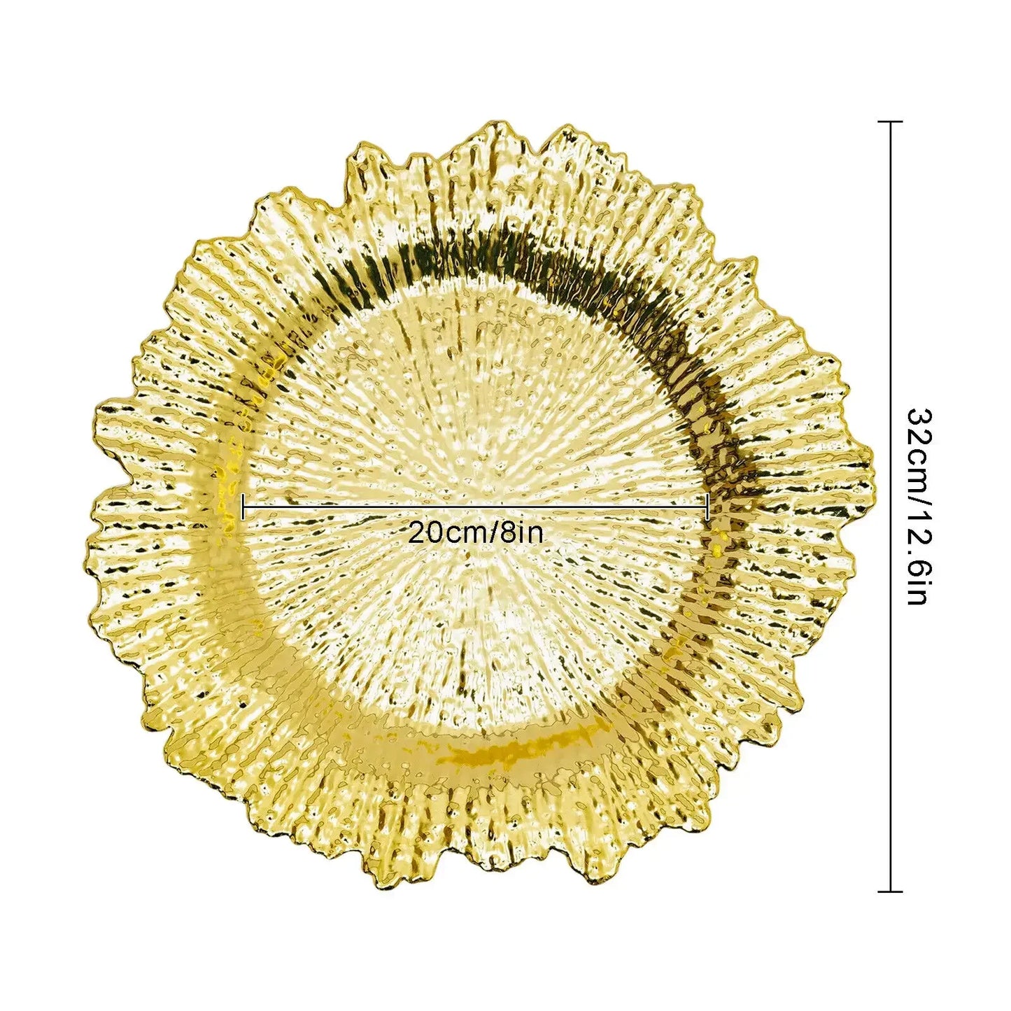Gold Chargers PP Plate Decoration Table Setting, Round Salad Reef Plate for Wedding Christmas Dinner,24Pcs