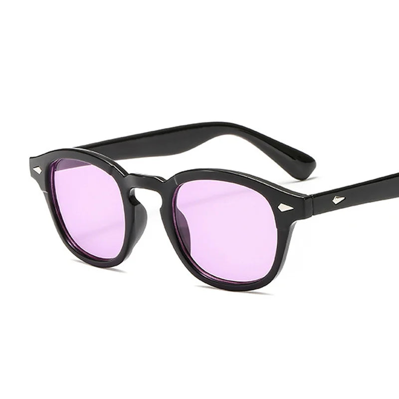 Johnny Depp Style Round Sunglasses, Clear Candy Color Lens, Unisex