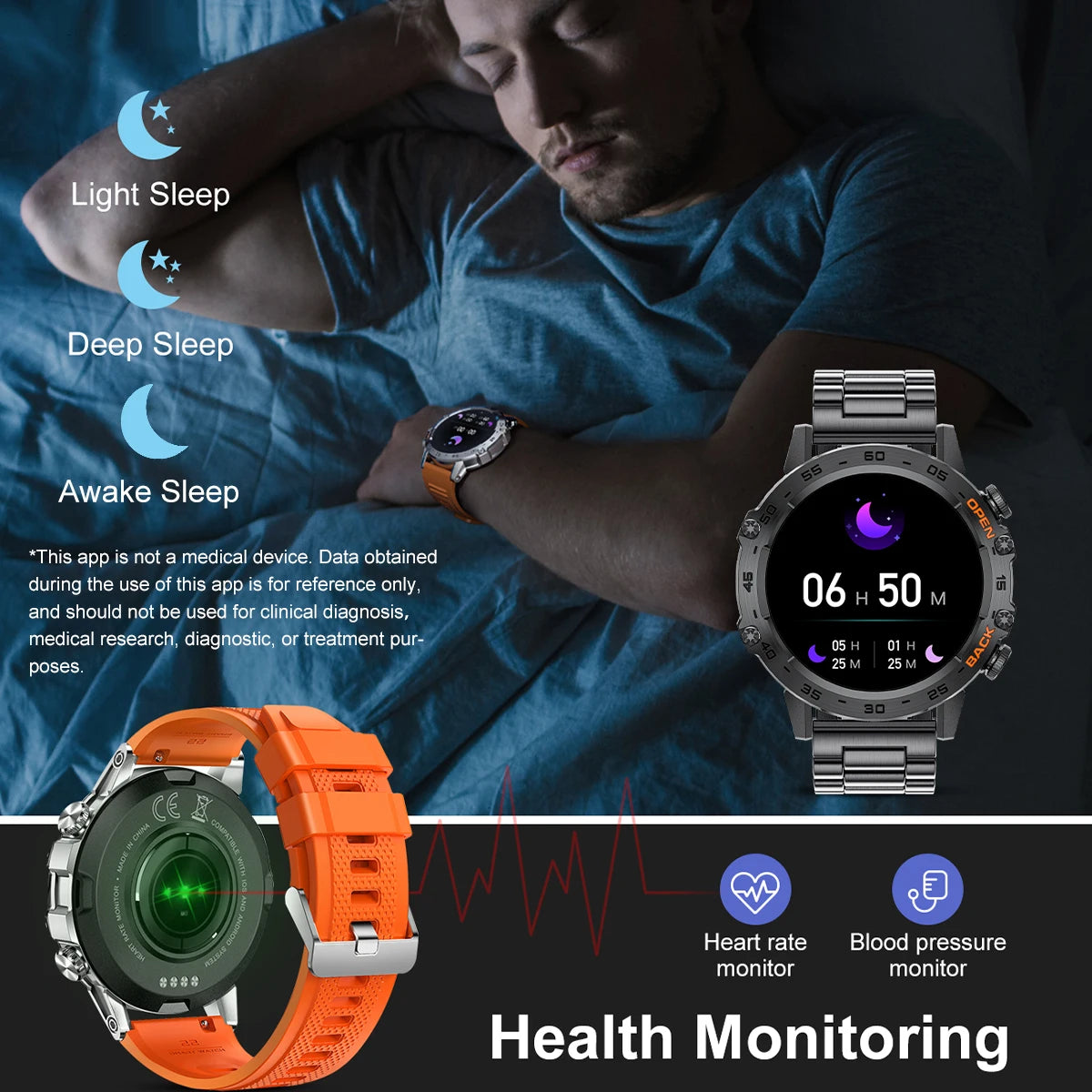 Outdoor Sports Smart Watch, Men HD Screen, Heart Rate, Bluetooth Call, IP68 Waterproof