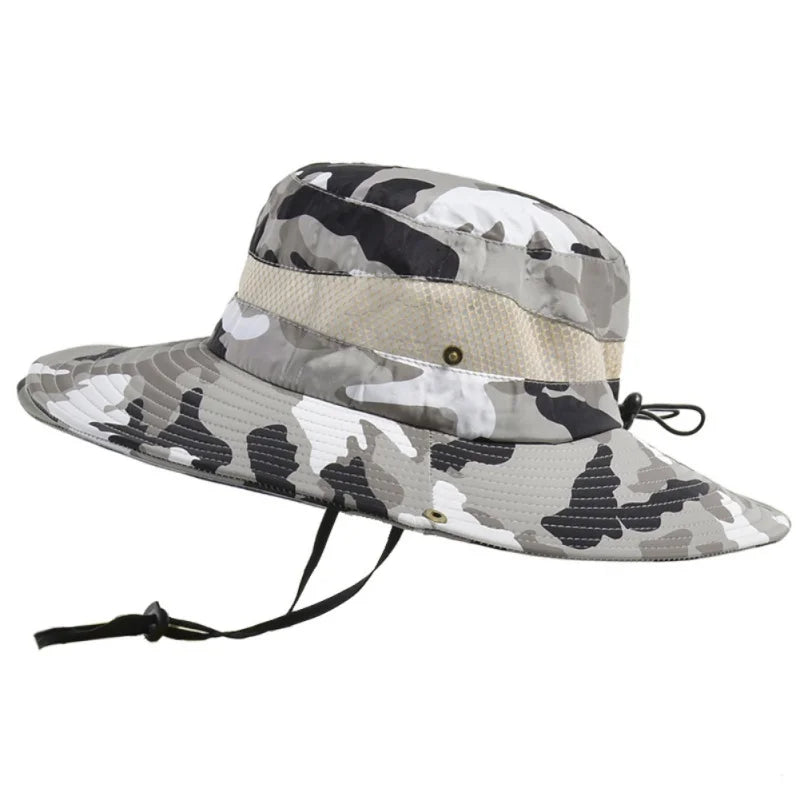 Men Breathable Sun Hat, Wide Brim