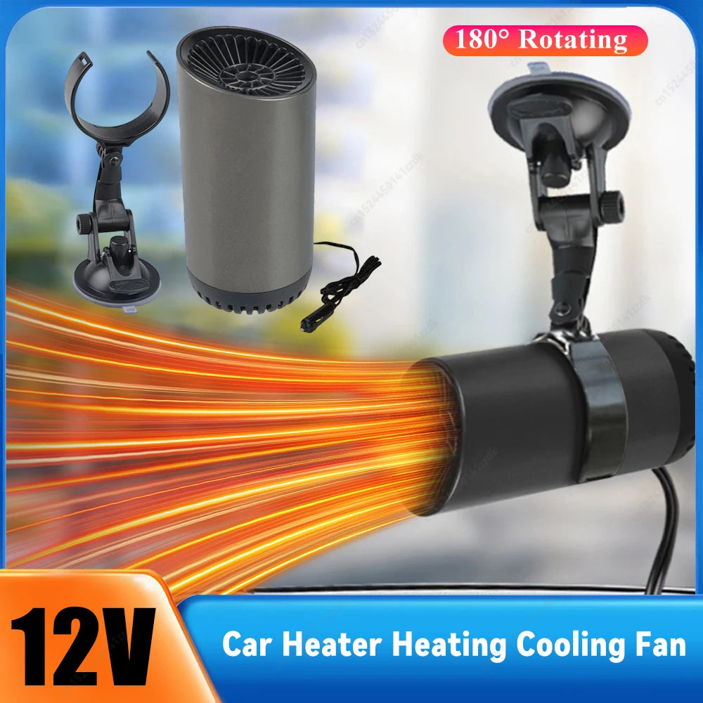 2 in 1 12V 150w Suction Cup Car Heater Windshield Defrost Defogger Car Heat Cool 360° Rotatable Car Accessories Portable Heater