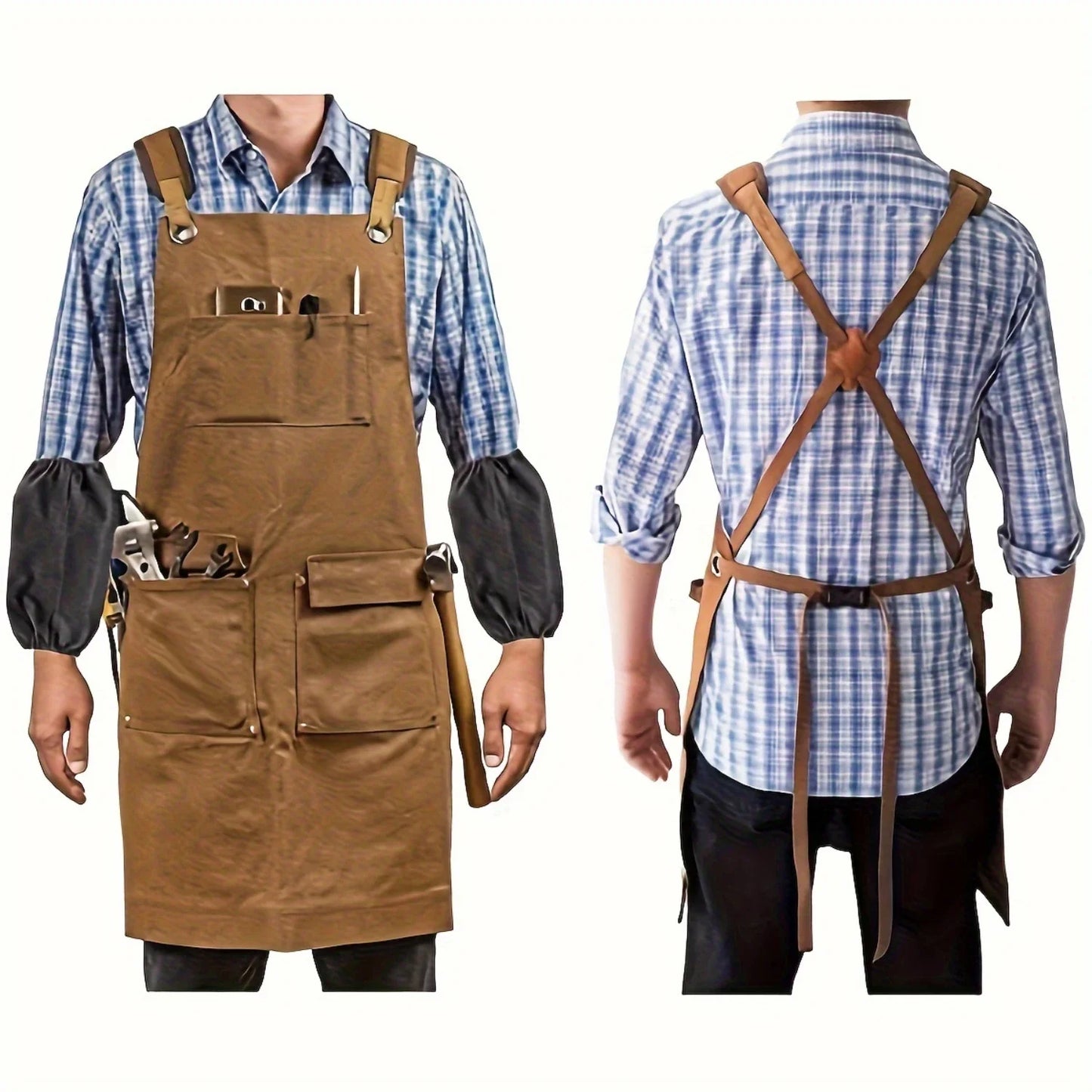 Waxed Canvas Apron with 9 Tool Pockets and Holders