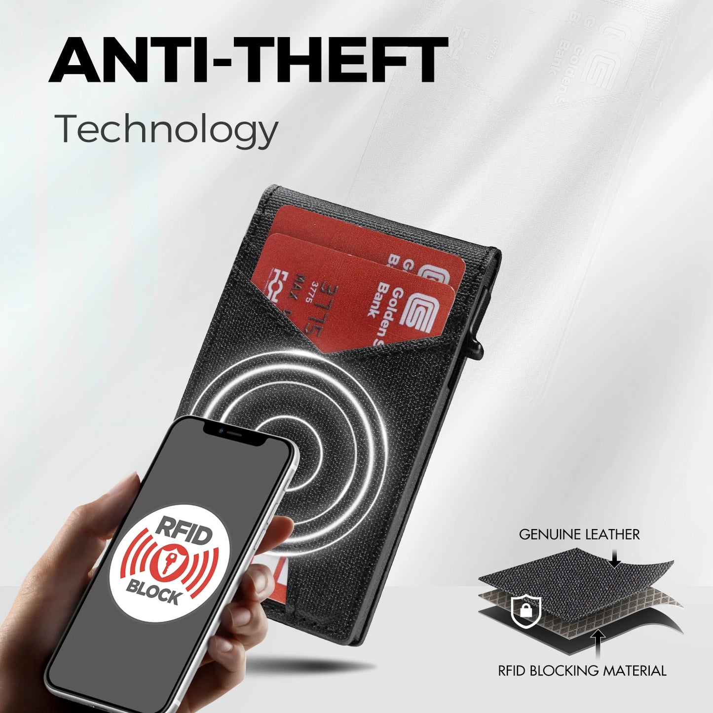 Slim Cardholder for Men, Premium Fabric Wallet with Card Ejector, RFID Blocking Front Pocket Stylish Design