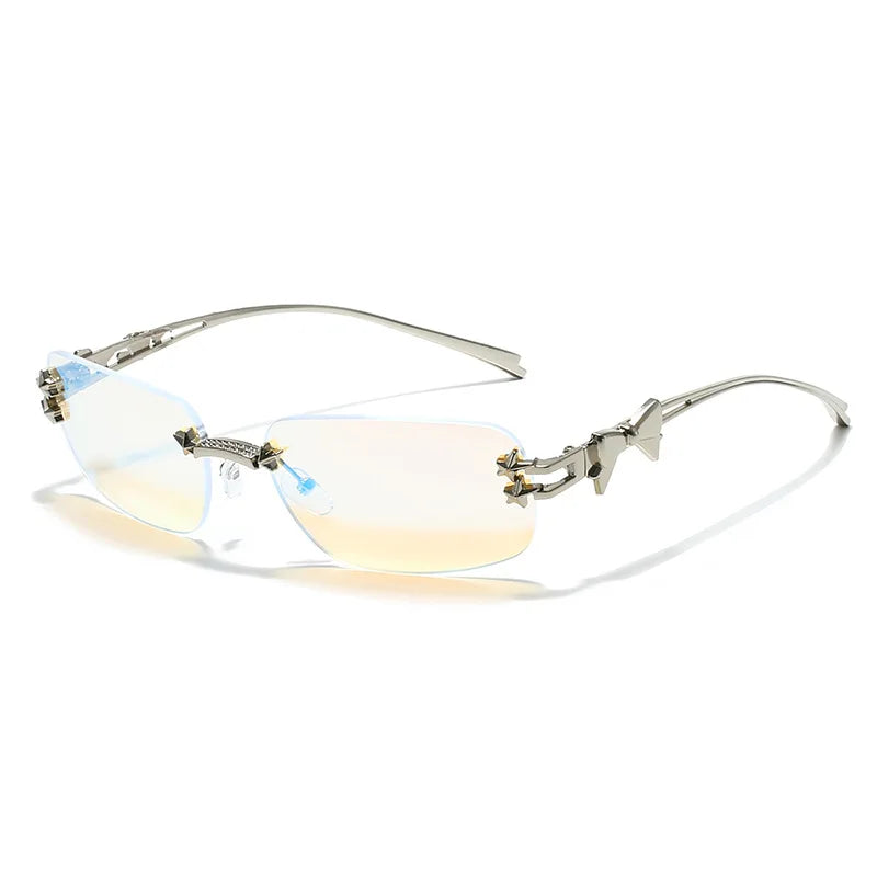 Fashion Rimless Square Sunglasses for Women. Luxury Brand Designer Sun Glasses, UV400