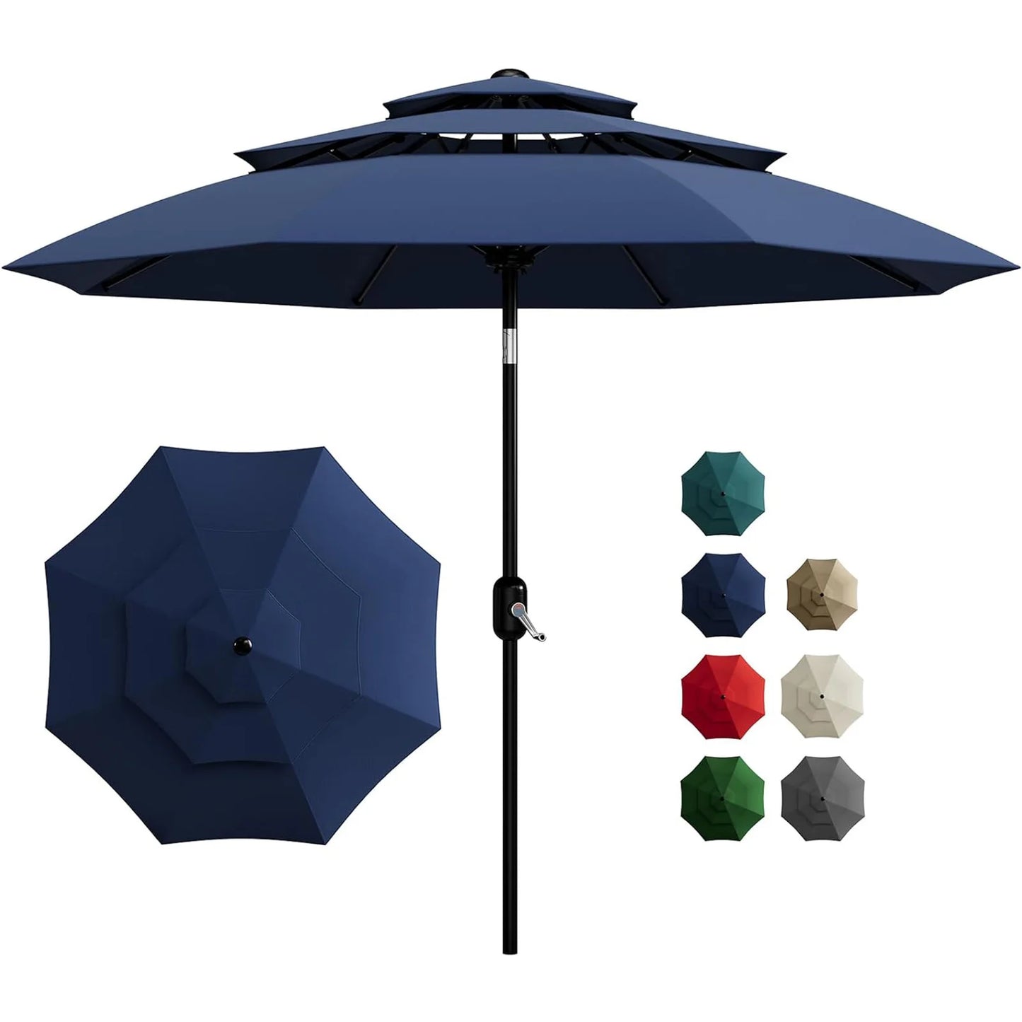 10FT 3-Tier Patio Umbrella, Vented Outdoor Table Umbrella With Crank & Tilt Sunshade. Fade Resistant For Pool, Deck, Yard