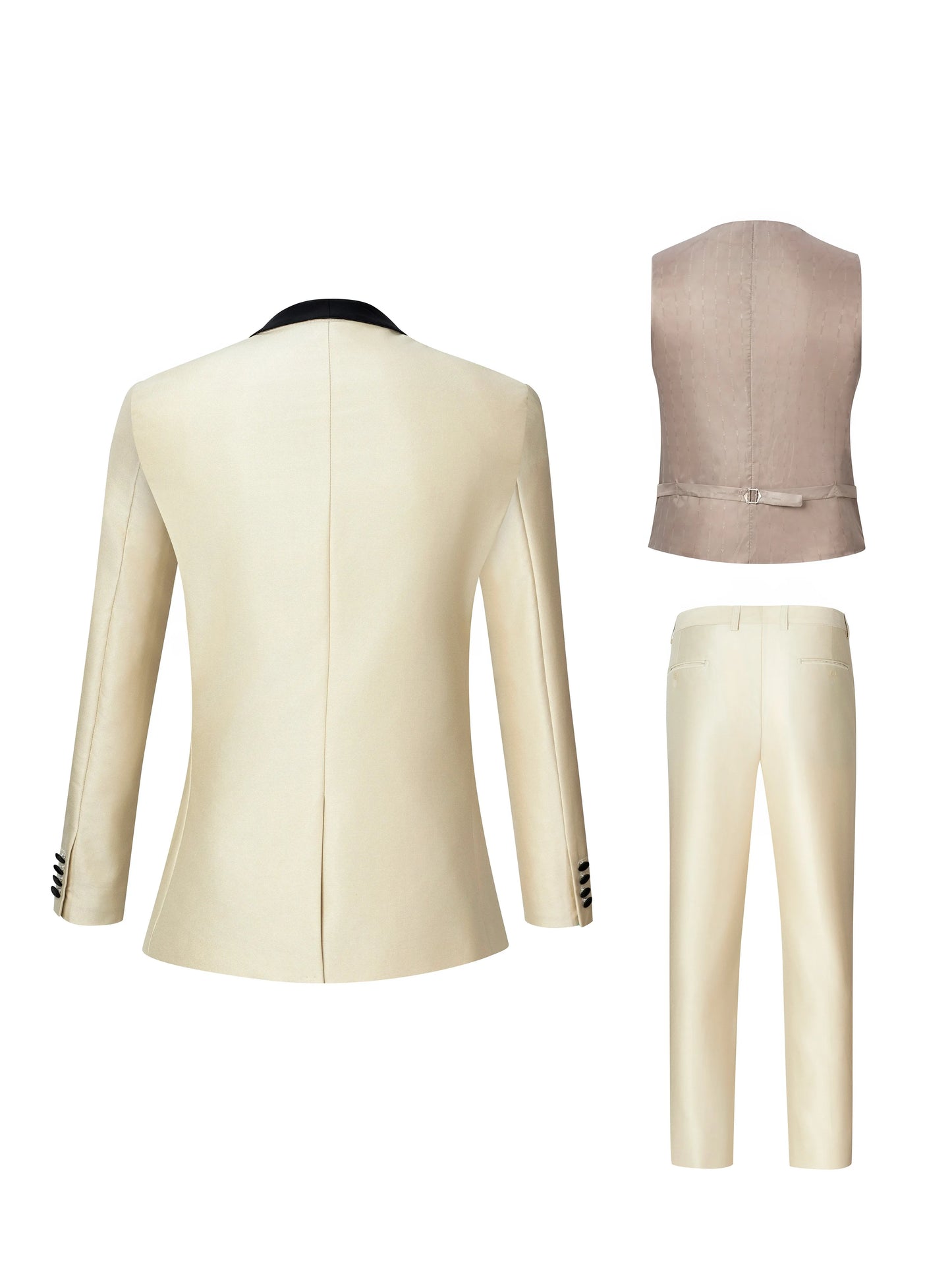 Men Suits Single Breasted Lapel 3 Piece Jacket Pants Vest Set