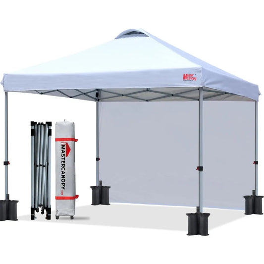 Durable Pop-up Canopy Tent with 1 Sidewall (10'x10',White)