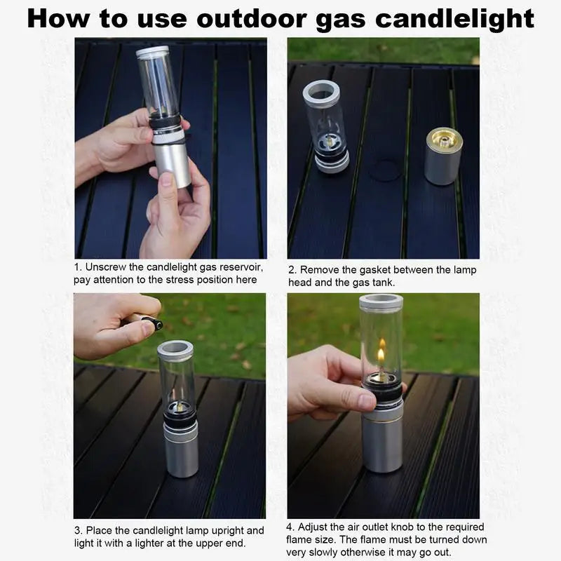 Portable Outdoor Gas Candlelight Camping Tent Gas Lamp Windproof Adjustable Gas Candlelight Lantern For Camping Accessories
