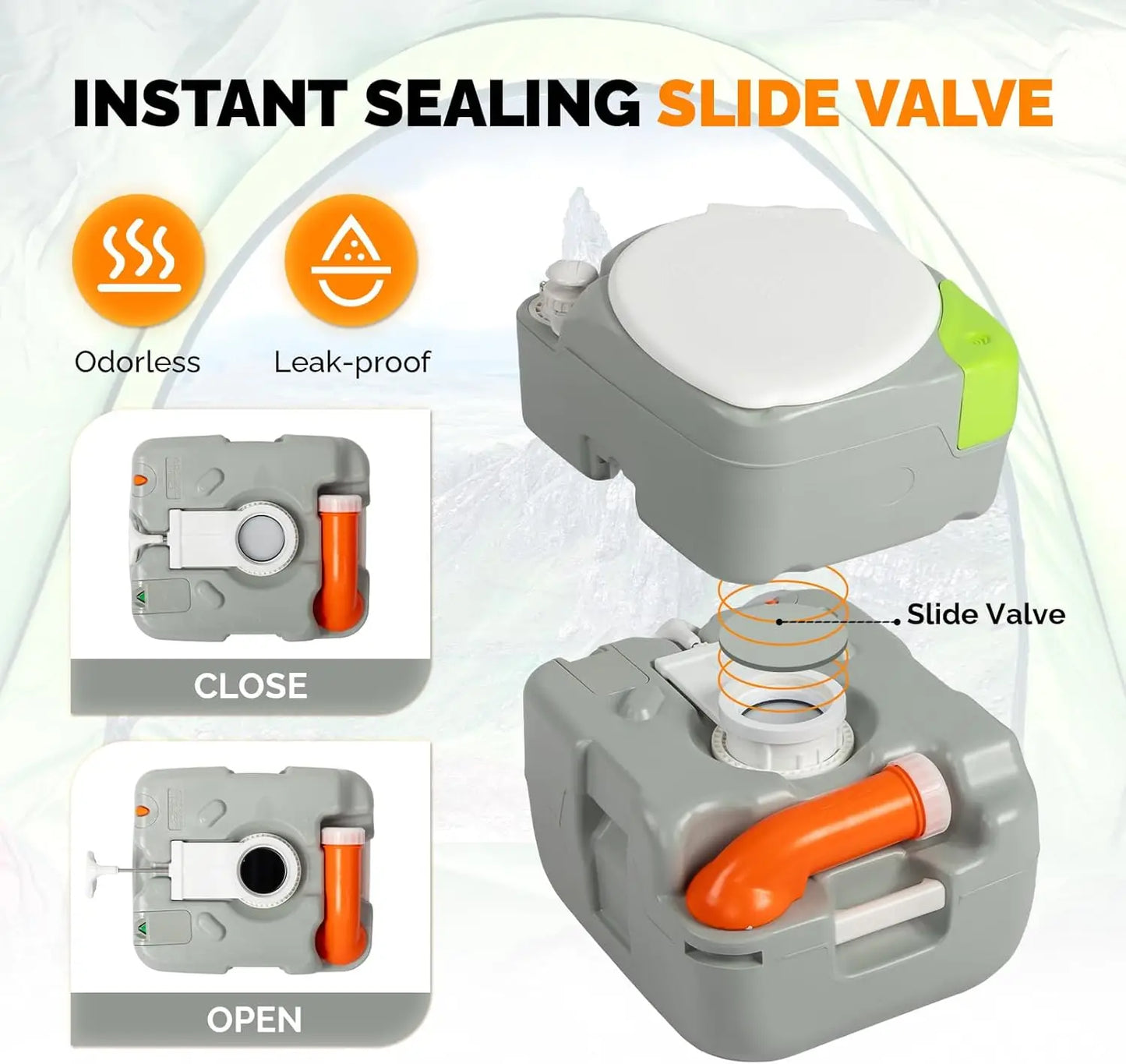 Portable 5.8 Gallon Camping Toilet with Hand Spray, Large Capacity Tank for Camping, Boating