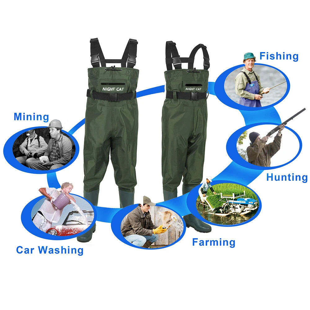 Lightweight Fishing Waders Full Waterproof Breathable Pants Pvc Rubber Fly Fishing Hunting Chest Waders With Boots