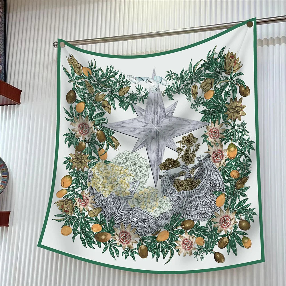 Square Scarf Women Fashion Floral Twill Silk Head Scarf For Lady