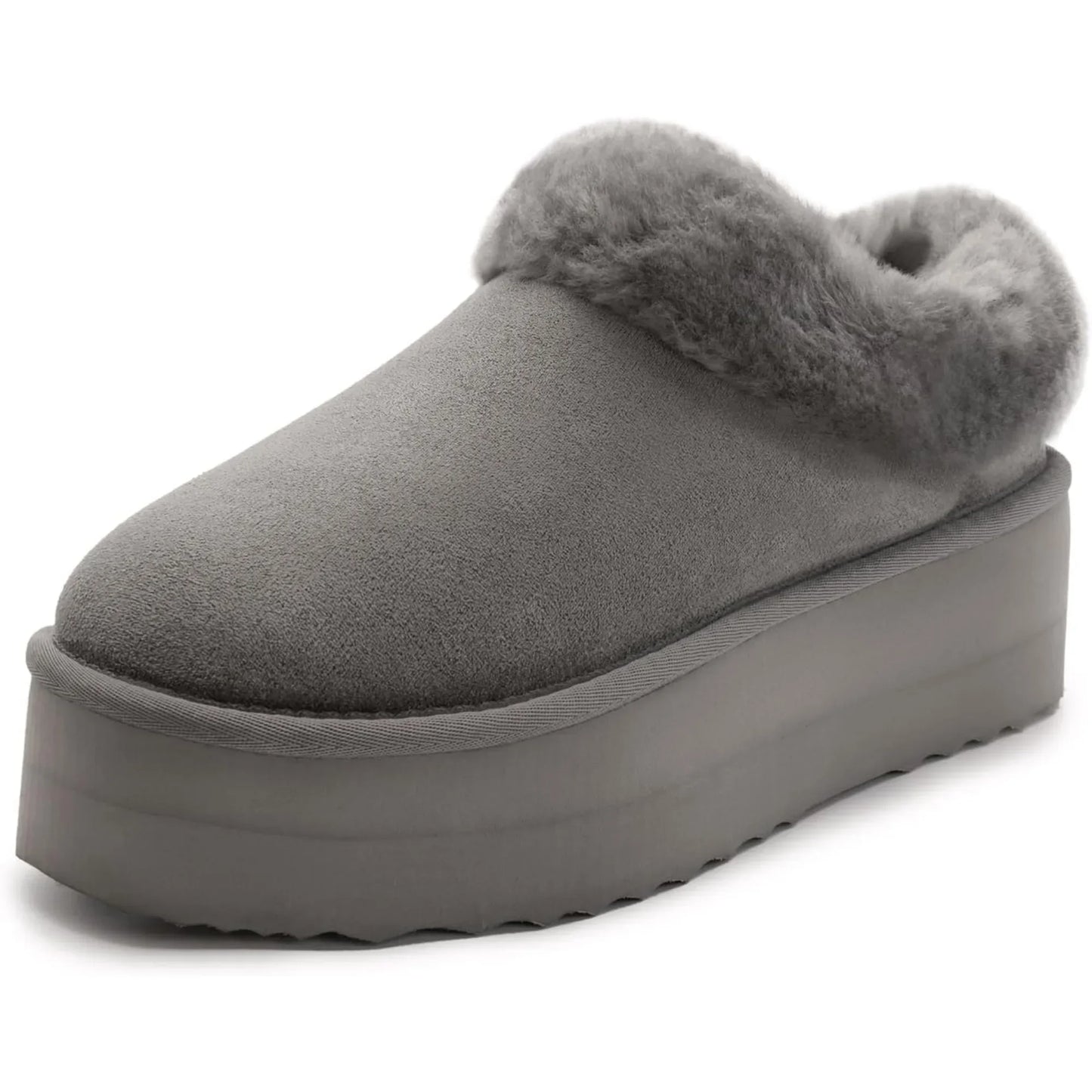 Women's Platform Slippers Fluffy House Slippers For Indoor And Outdoor Short Ankle Boot Fur Lined