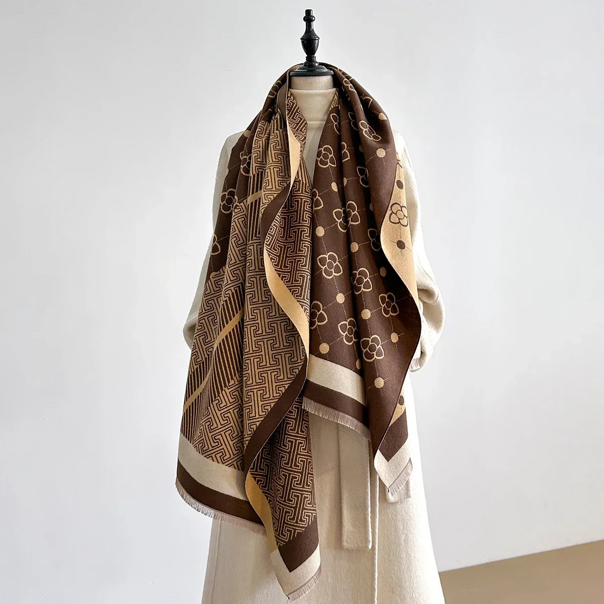 Winter Warm Faux Cashmere Scarf - Thick Luxury Shawl Wrap, Perfect as Travel Poncho Blanket