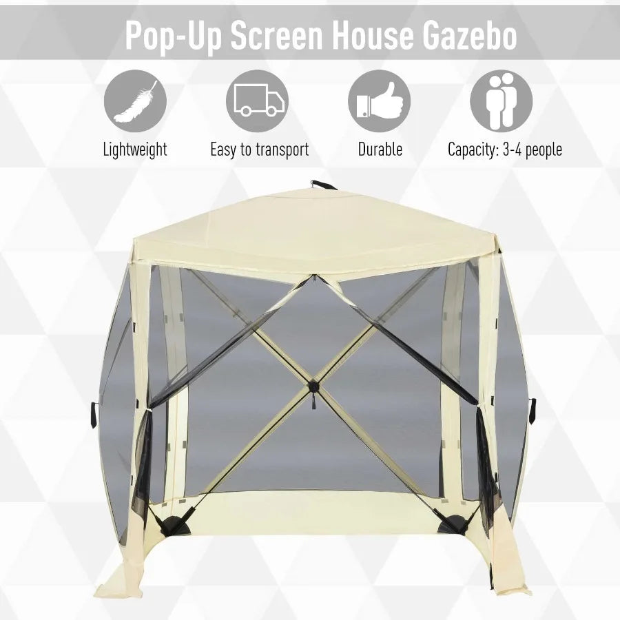 Pop Up Camping Canopy Gazebo Screen Shelter Tent with 1 Person Easy Set Up Ventilating Mesh Portable Carry Bag