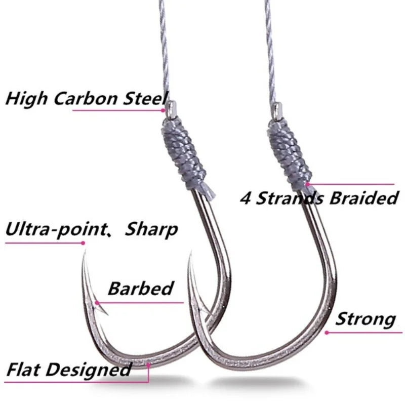 5Pack/50 Hooks, Tool Tied Barbed Hooks with leader