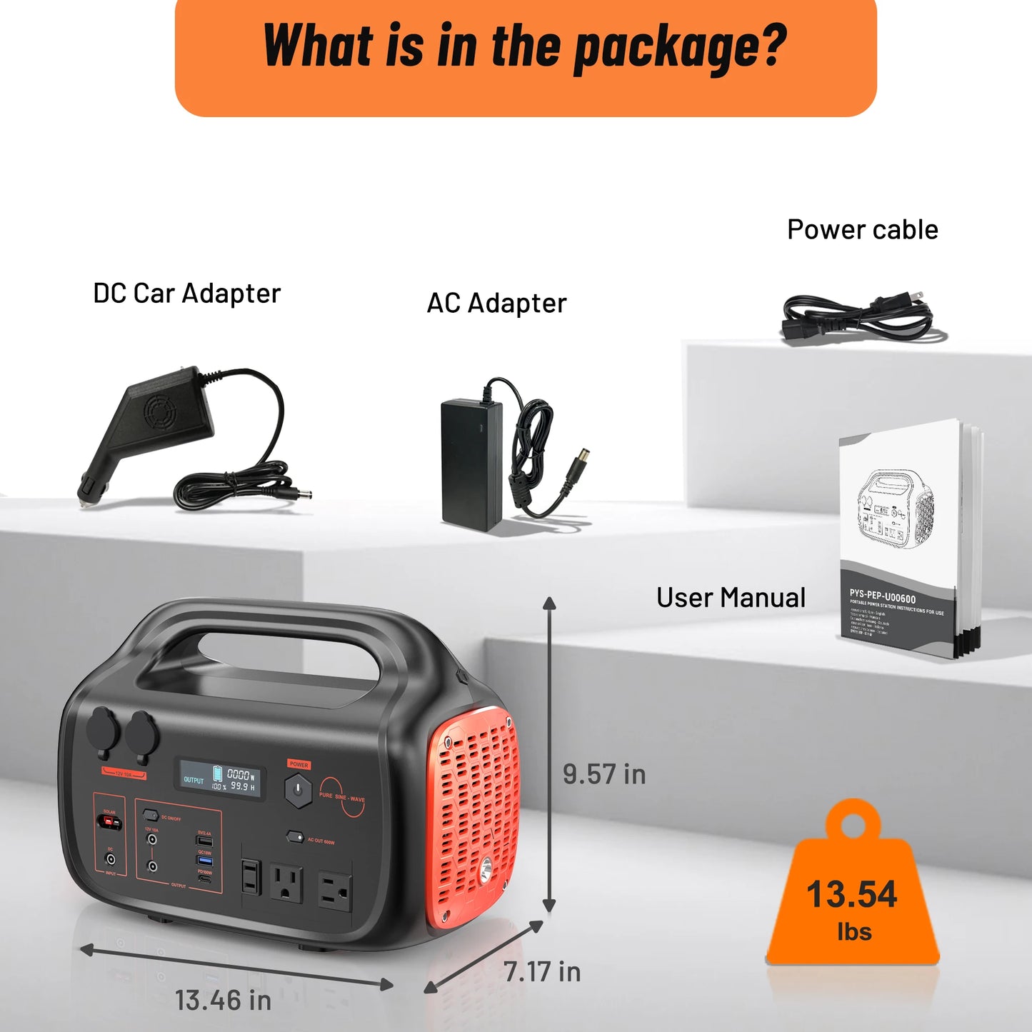 655Wh 600W Portable Generator Power Station 120V/60HZ AC Outlets for Outdoor Camping RV Home Home Emergency Outdoor Indoor