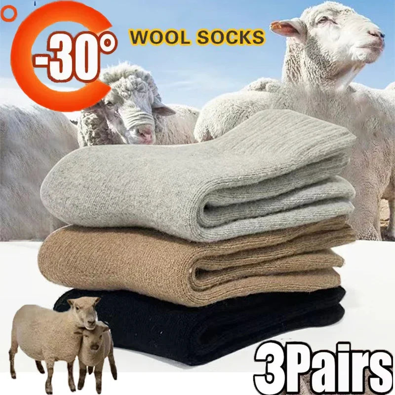 3 Pairs Wool Socks, winter warm Socks