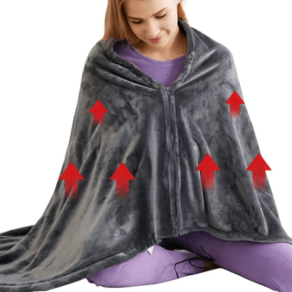 USB Electric Heated Blanket 3 Heating Levels Fleece Heated Blanket Portable Heated Blanket Cape