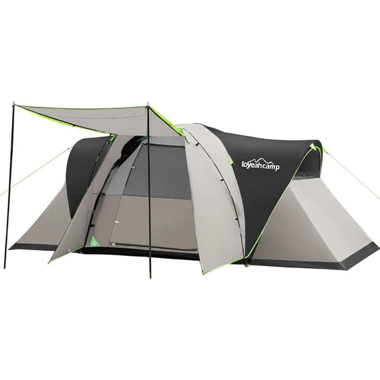 8 Person Larger Extended Dome Camping Tent with 3 Rooms, Waterproof Semi-Freestanding Family Outdoor Tent with Spacious Interior