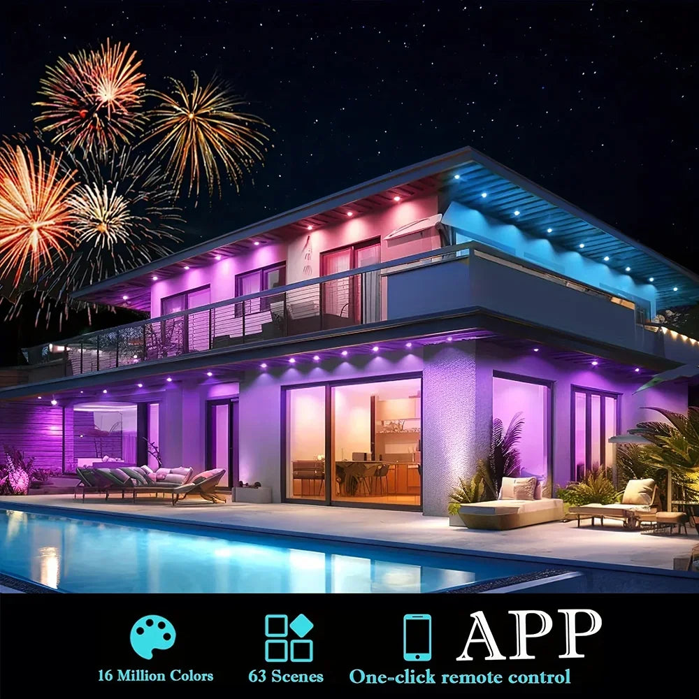 Eave Lights, Permanent Outdoor LED Light String Strip. APP Smart DlY Auto Scene Lighting Decor