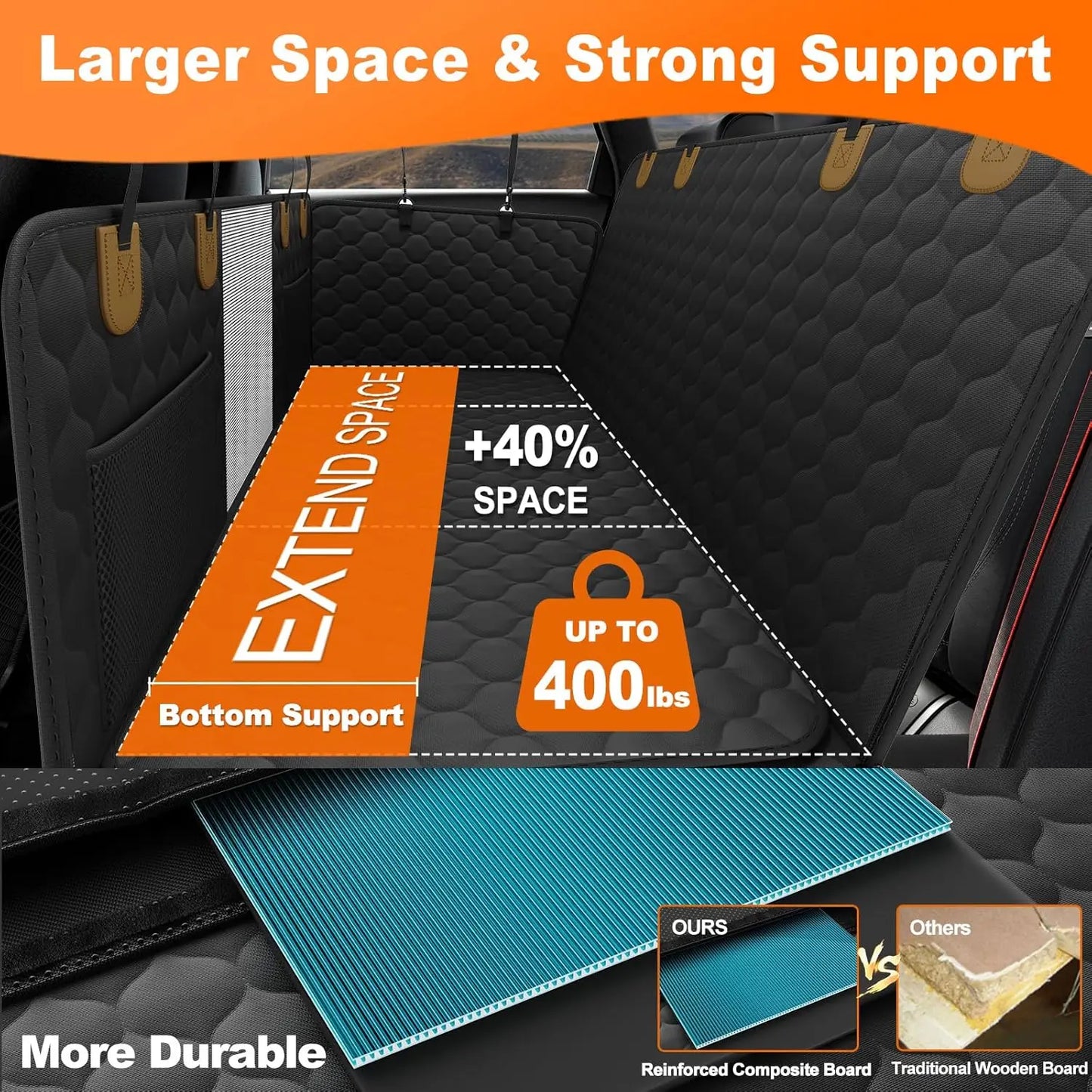 Waterproof Pet Travel Accessories, Foldable Dog Car Hammock, Trunk Mat. Rear Back Seat Protector