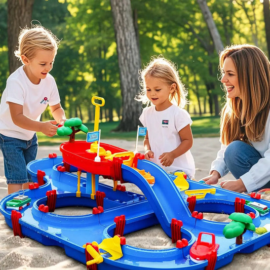 Kids Outdoor Water Table, 2-Tier Toddlers Water Table Playset. Pool Toy with Pump
