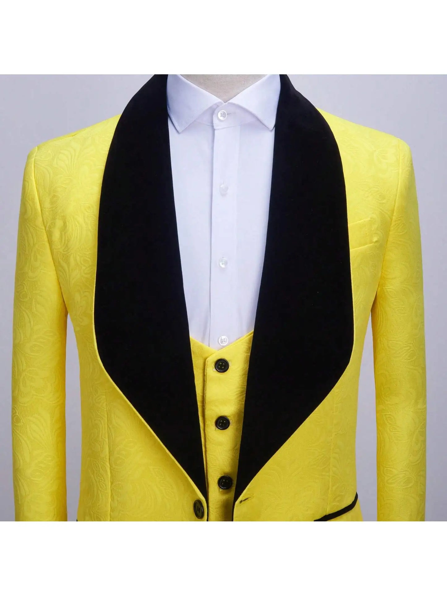 Mens 3 Piece  Tuxedo, Slim Suit Set, Paisley Blazer, Vest and Pants