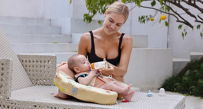 Mambobaby Baby Float Non-Inflatable Baby Pool Float with Canopy Upgraded Baby Swimming Floats 3-24 Months