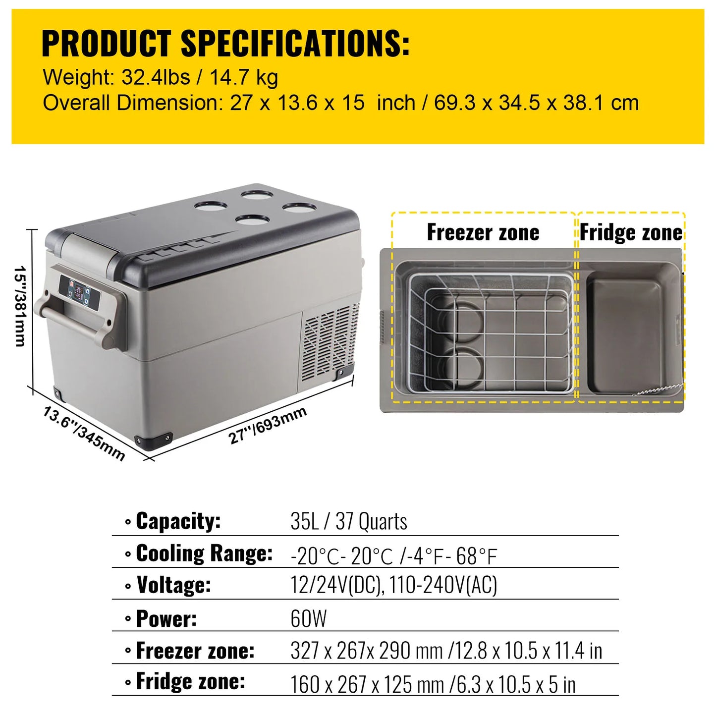 20L 22L 35L 45L 55L Car Refrigerator Mini Fridge, Freezer. Portable Compressor Cooler DC 110-240V