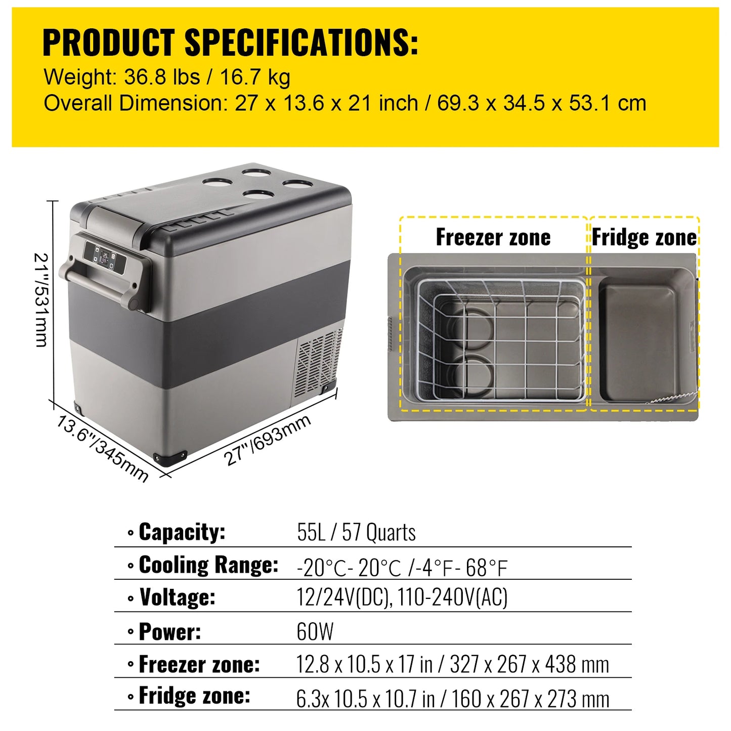 20L 22L 35L 45L 55L Car Refrigerator Mini Fridge, Freezer. Portable Compressor Cooler DC 110-240V