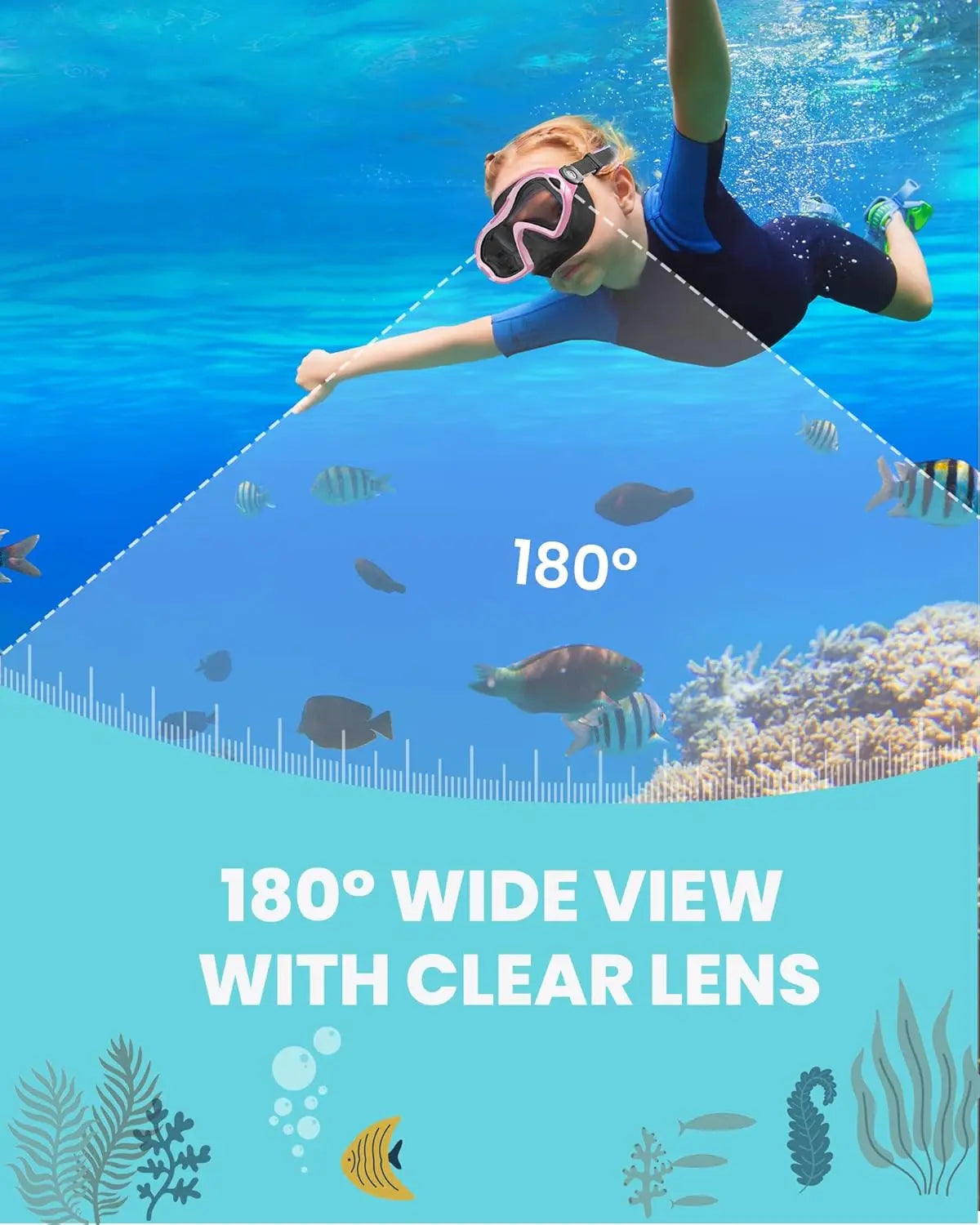 Kids Swim Mask with Nose Cover, Swim Diving Mask for Kids, Anti-Fog for Boys and Girl