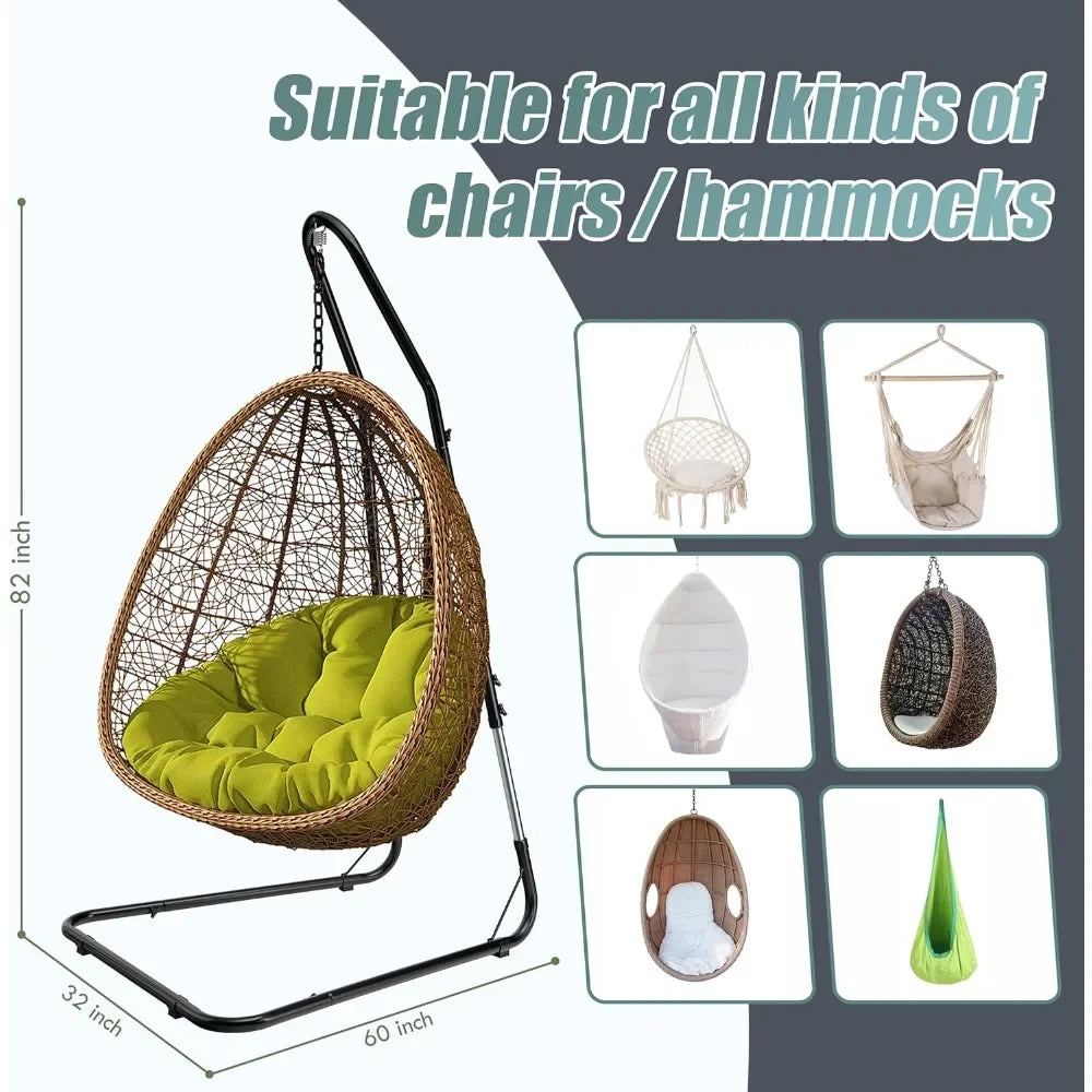 Durable Hammock Hanging Chair Stand- Heavy Duty Steel Swing Stand- Weather & Rust Resistant