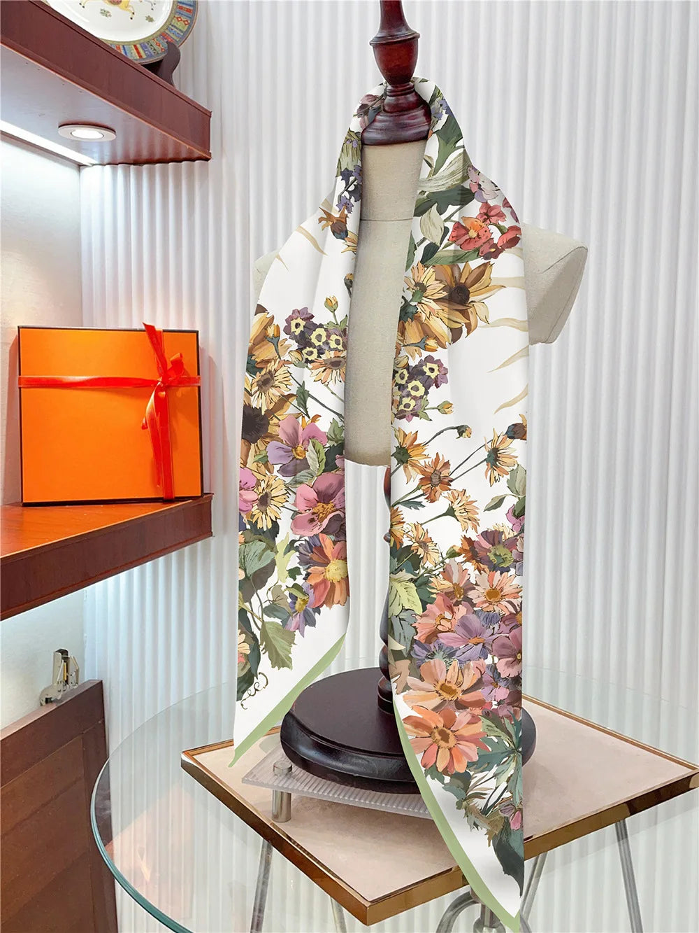 Square Scarf Women Fashion Floral Twill Silk Head Scarf For Lady