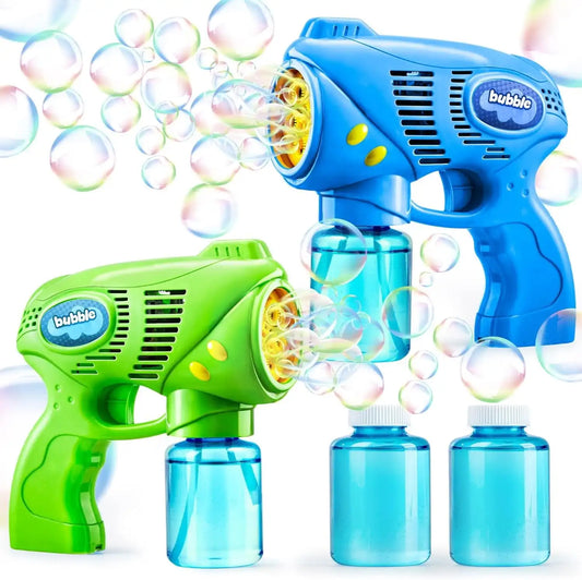 2 pack Bubble Gun with 10 oz Bubble Refill Solution. Bubble Maker, Blower Toy for Kids Outdoor Play