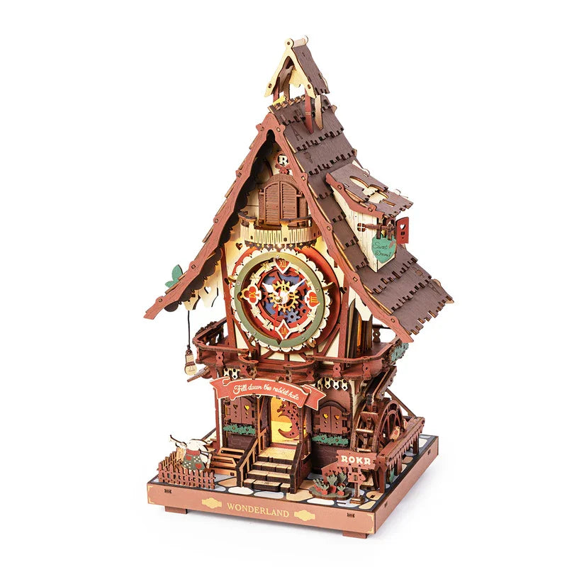 3D Wooden Puzzle Cuckoo Clock Kit, Black Forest Style with Working Bird,  DIY Clock Model Kit for Kids Adults Model