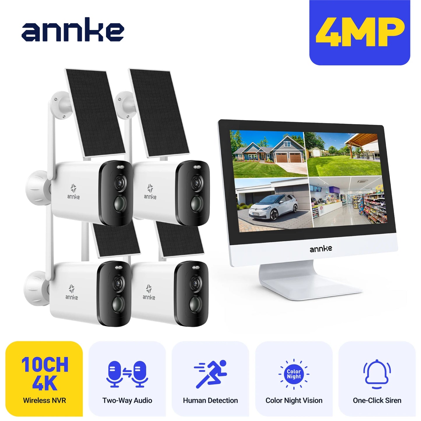 5MP Wifi surveillance camera, 12 inch LCD 2.4G / 5.8G PTZ wifi security cameras PIR color night vision Outdoor wifi camera