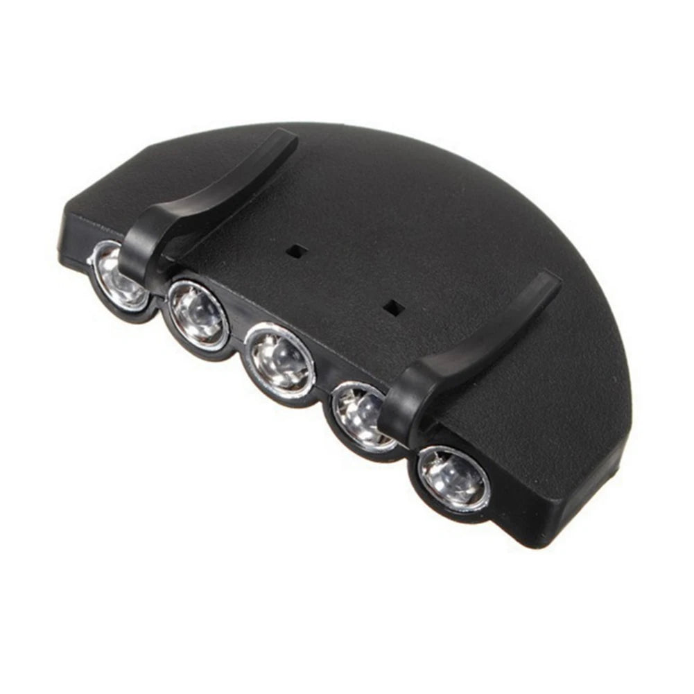 5 Led Headlamps Cap Lights Clip On Hat Headlight Night Fishing, hiking, Camping Light With Battery
