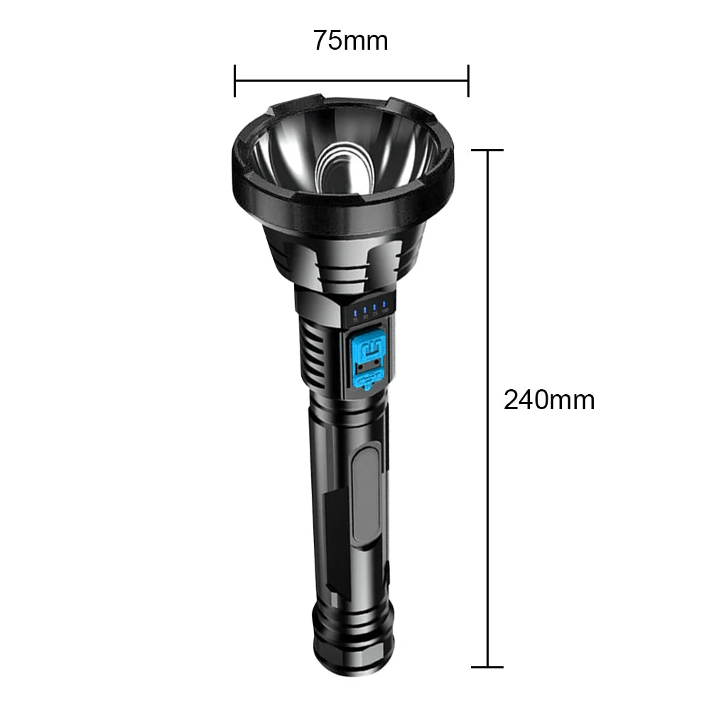 Emergency Flashlight LED Camping Lamp Multifunctional Waterproof Handheld Lantern USB Charging Service Work Light Power Display