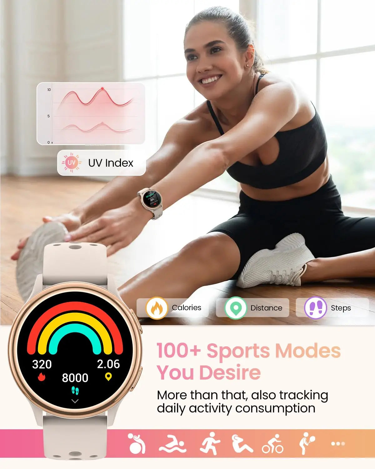 Smart Watches for Women [400+Watch Faces/Calls/Female Health], 1.27" Fitness Tracker Smartwatch for iPhone ＆ Android, Activity