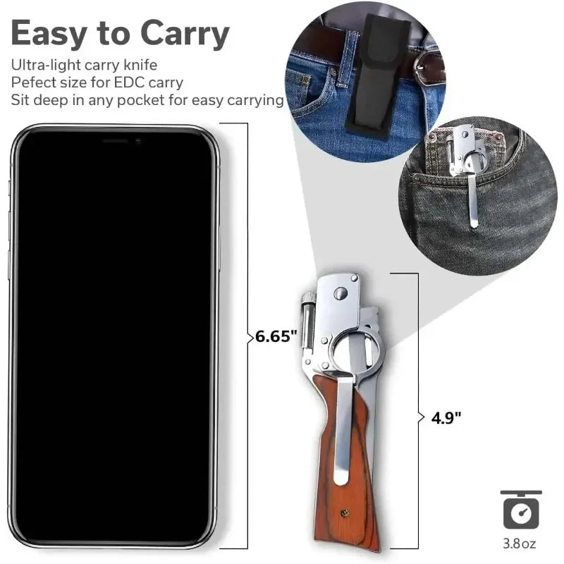 AK47 Pocket Folding Knife, Tactical For Camping, Hunting, Survival with Mini Flashlight