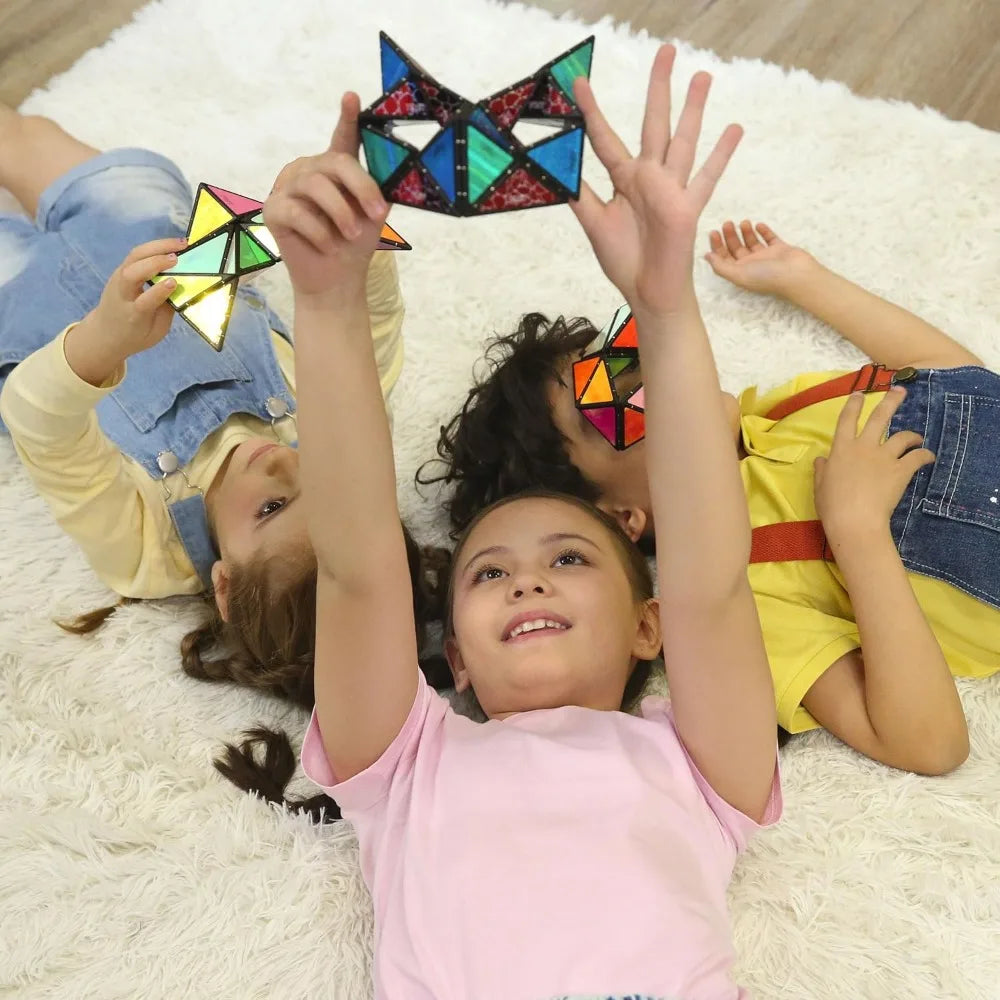 Magnet Pyramid Stone - 1 Cube Transforms into 1 Billion Shapes, 14 pcs (12 Puzzle pcs and 2 Accessories