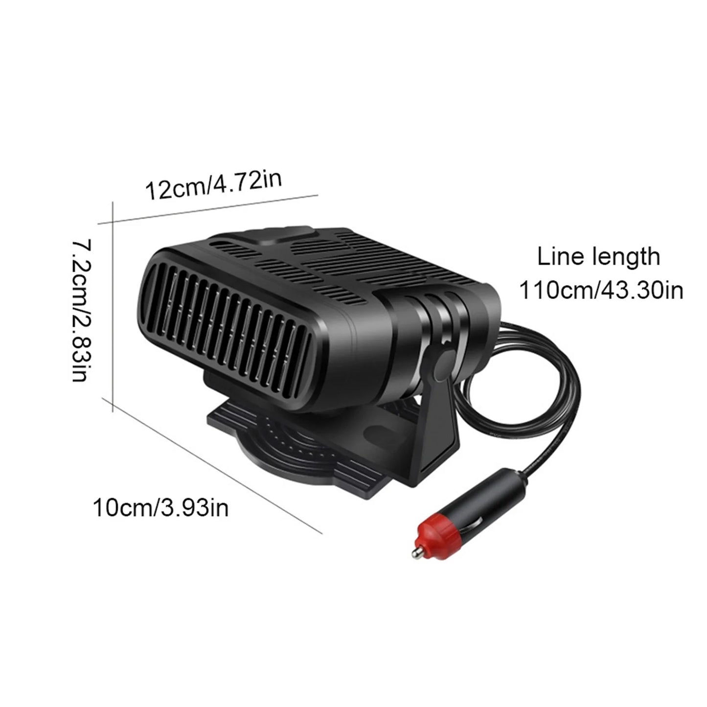12V/24V Car Windshield Defogger, Defroster. 2 in 1 Heating Fan 360 Degree Rotating Heater
